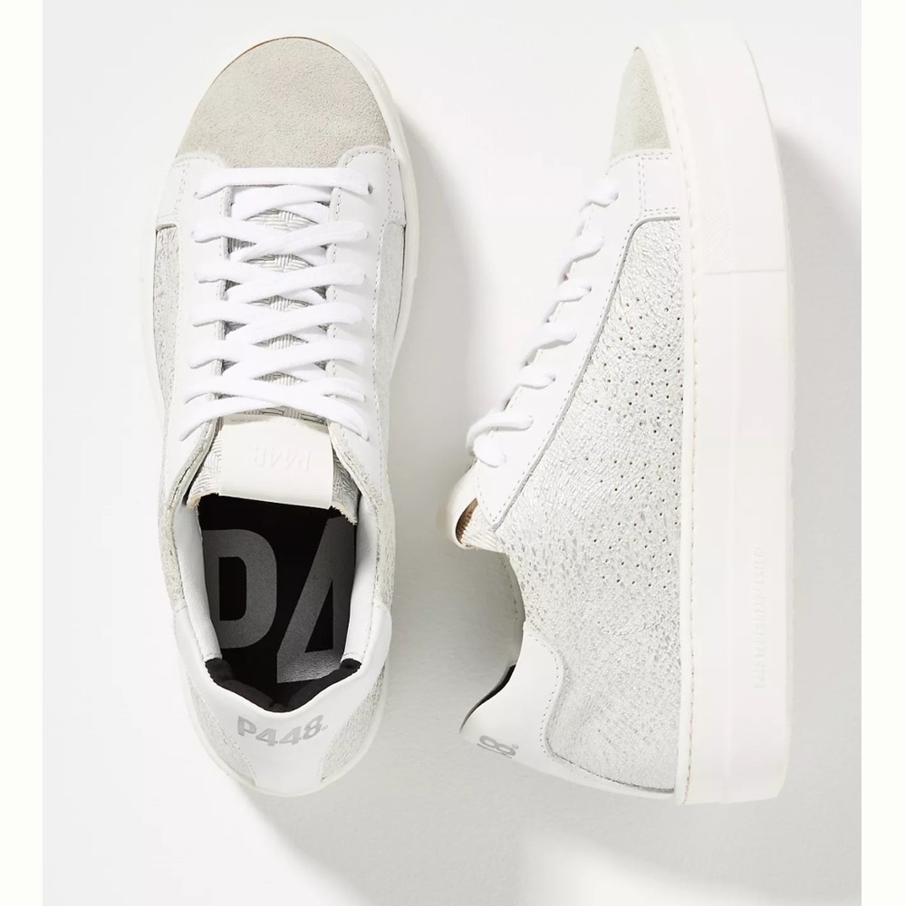 P448 Metallic White Platform Shoe, Size 40